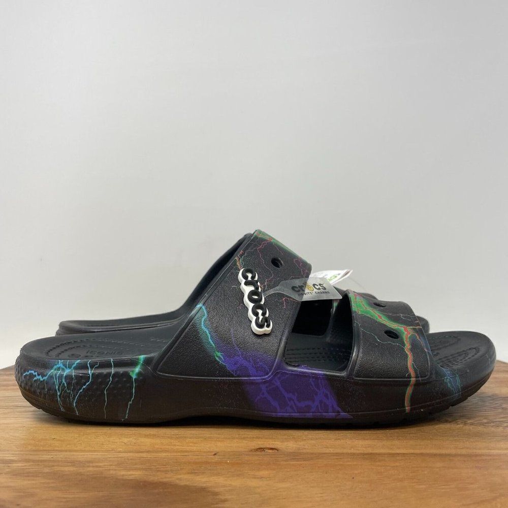 NEW Crocs Classic Out of this World Sandal Black w/Lightning Bolts Men's Size 8